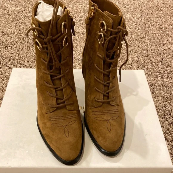 NIB Diane Von Furstenberg Dakota lace-up Suede leather western boots - Picture 2 of 8